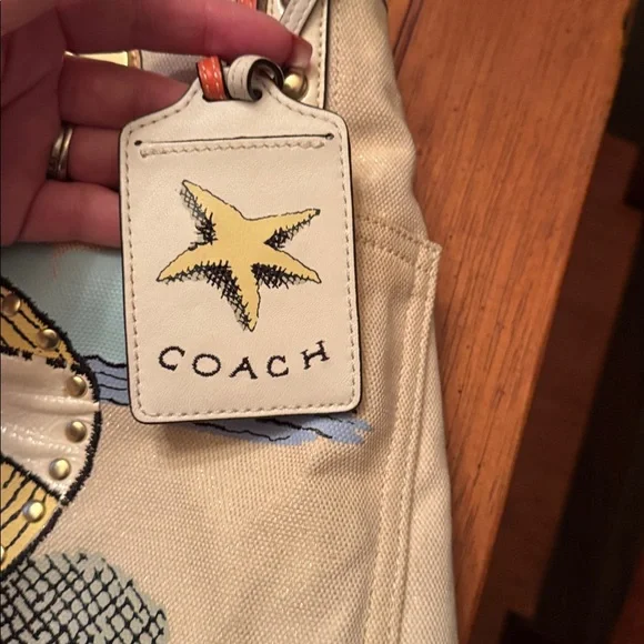 Coach Beige and Orange Tote with Beach Ball Design - Picture 5 of 7
